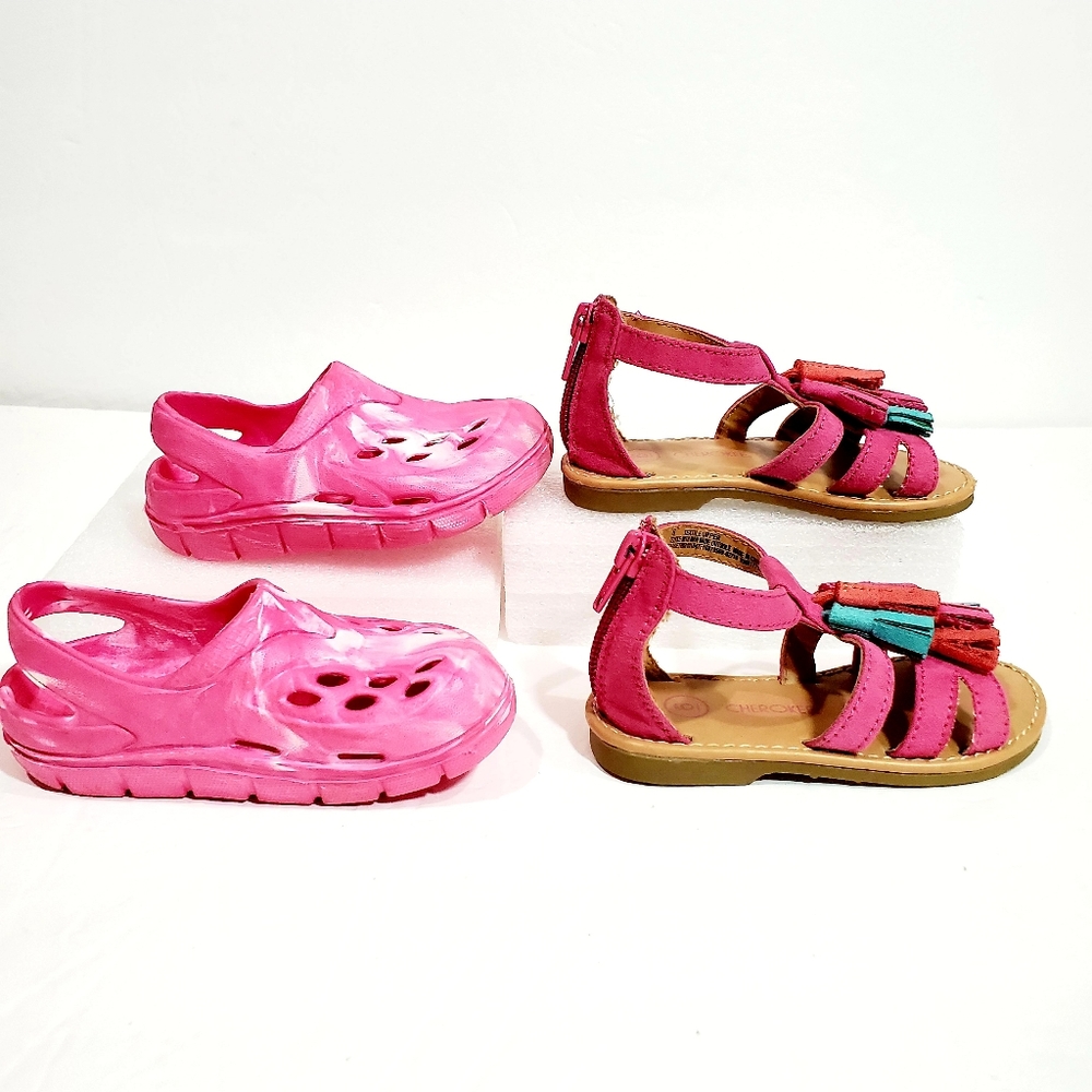 2 Pairs Bundle Pink Cherokee Gladiator Sandals & Clog Water Shoe Size 6 Girls - Picture 5 of 12